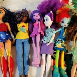 Colorful Fashion Doll Lot Of 6 Including Wonder Woman, And My Little Ponies